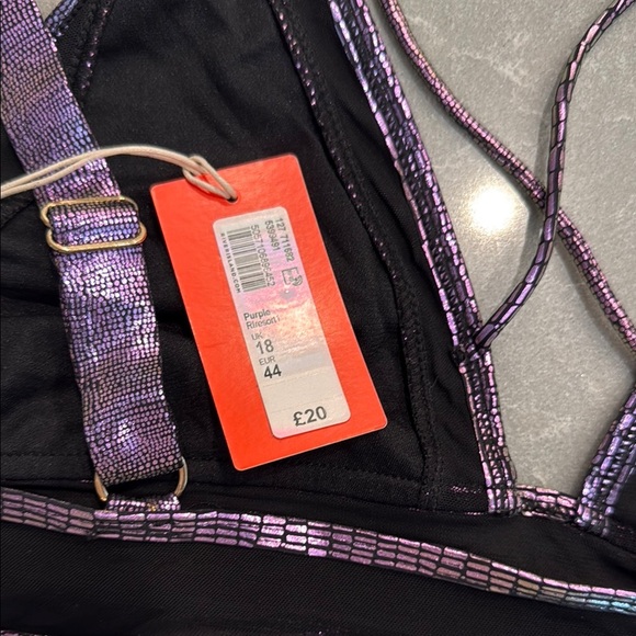 River Island Purple Metallic Bikini Top - Picture 4 of 4